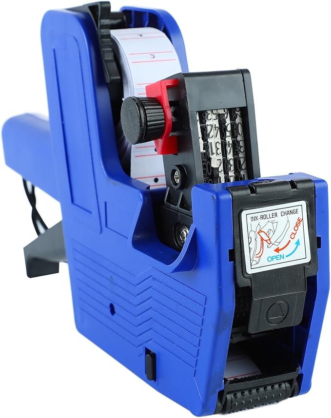 Price Tag Gun Kit, 1 Line 8 Digits Machine with 3 Rolls Label Paper & 2 Ink Wheels, Price Marking Labels Kit for Office Retail Store Grocery Garage Sale Labeling