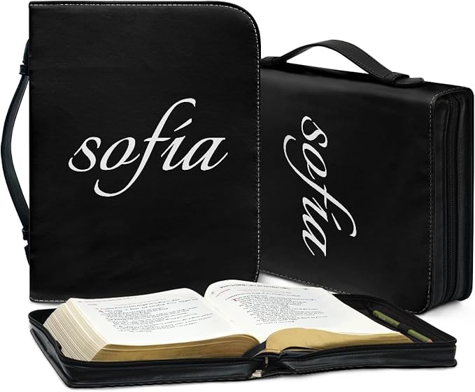 Personalized Bible Cover with Name, Custom Bible Cover Case for Women Girls, Large Capacity Scripture Bag with Handle