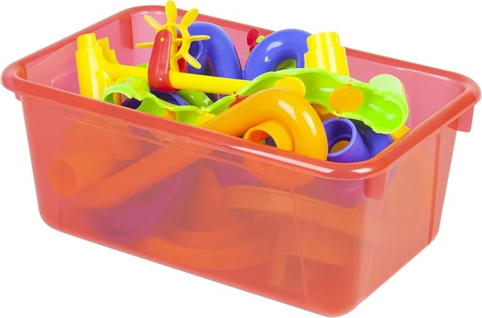 Storex Small Cubby Bin, 12.2 x 7.8 x 5.1 Inches, Candy Red, 5-Pack (62475U05C)