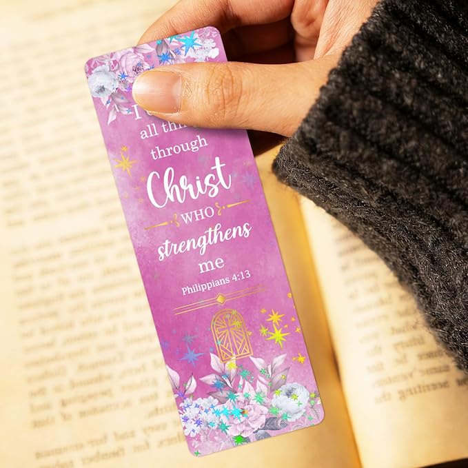 48 Pcs Christian Bookmarks, Religious Bible Verse Paper Bookmark Bulk for Women Man, Colorful Flower Cross Book Mark Gift for Reading Lovers Church Accessories