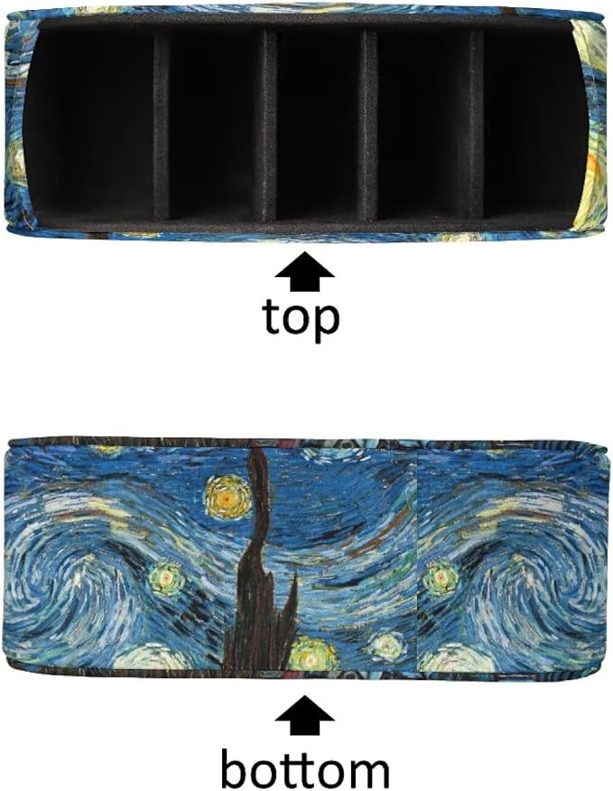 Office Desk Organizers with 5 Compartments, Starry Night Print Remote Control Holder - Desktop/TV Cabinet/Vanity Caddy, Storage for Controllers/Cosmetic Brushes/Glasses