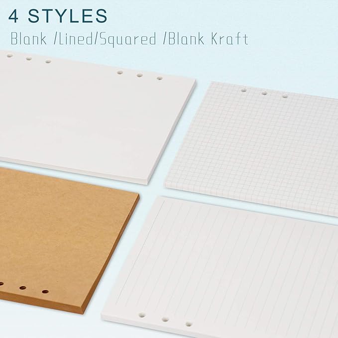 A6 Refill Paper, [3 Pack] Toplive 100GSM Thick Refillable Paper 6 Hole Filler Inserts Loose Leaf Paper 135 Sheets (270 Pages) for 6 Ring Binder Journal Notebook-Kraft Paper