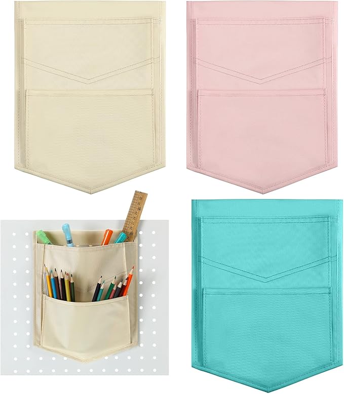 3 Pcs Boho Color Magnetic Whiteboard Storage Pocket 8"L x 10.6" H Nylon Classroom Organizer with Magnetic Office Supplie Stationery Storage Organizer for Whiteboard Glassboard