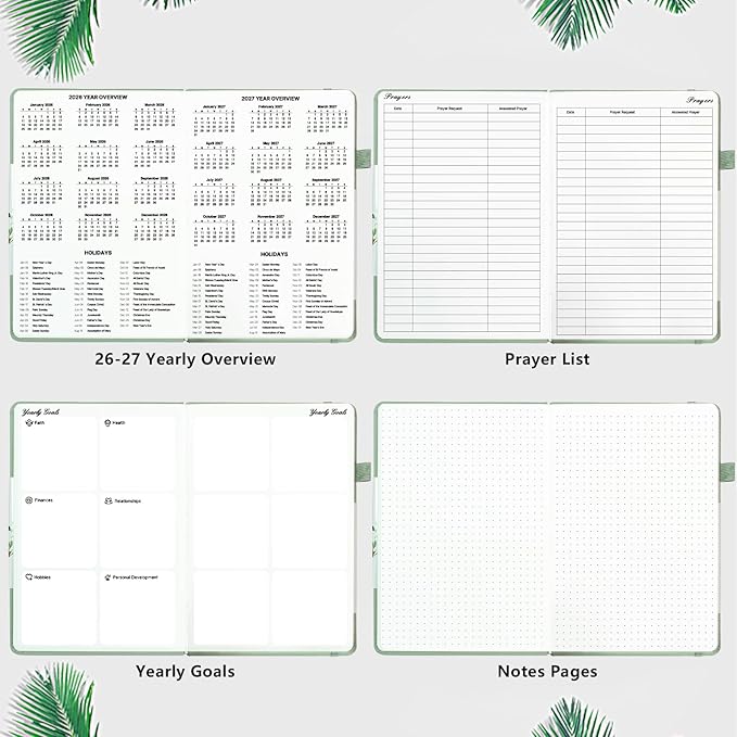 2026 Christian Planner for Women & Man – 5.7"x8.3" 12-Month Hardcover Bible Journal and Prayer Organizer, Faith-Based Weekly & Monthly Planner with Scripture Verses, Christian Gifts (Sage Green)