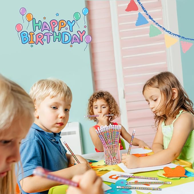 Birthday Pencils Happy Birthday Pencil for Students Birthday Pencils with Erasers Birthday Pencils for Teacher Classroom Birthday Party Supplies, 6 Style (48)