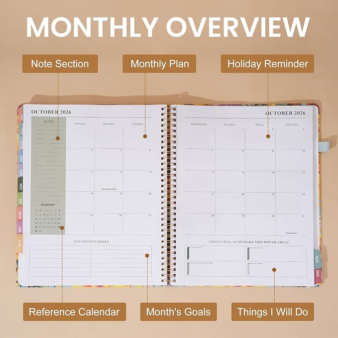 Planner 2026-2027 Weekly and Monthly 18 Month Daily Calendar Planners July 2026-Dec 2027 8.5 x 11 Yearly Hardcover Large Agenda with Stickers& Tabs for Women- Leopard