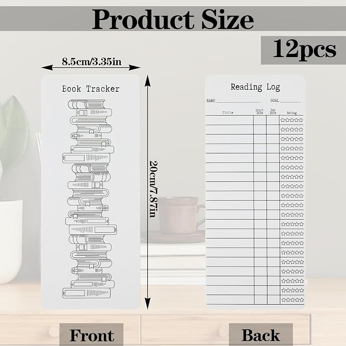 Ouligay 12pcs Book Tracker Bookmark Reading List Bookmark, Library Cards for Reading, Page Holders for Reading Enthusiasts, Teachers, Students