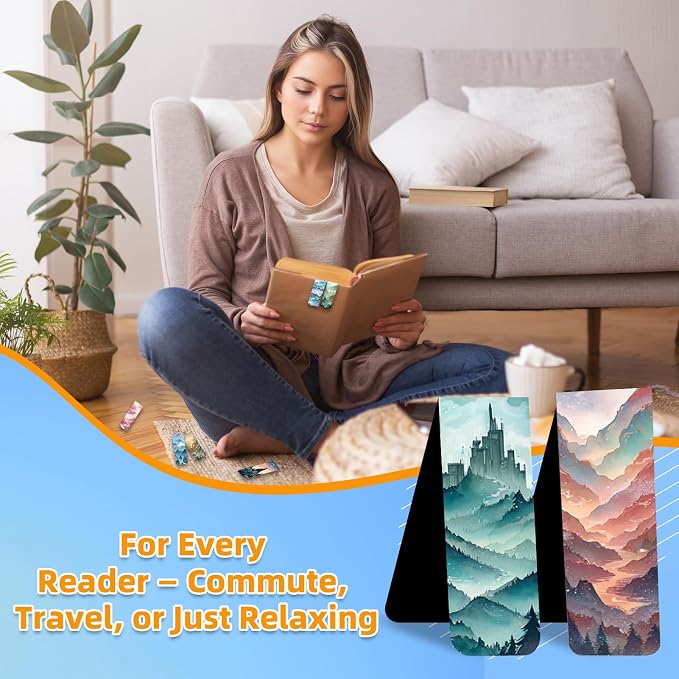 100 Pcs Magnetic Bookmarks Bulk, Cute Magnet Bookmark Page Clips - Magnetic Book Marks for Reading, Book Lovers, Teacher, Students, Women, Men – Party Favors, Teacher Gift, Bookmark Gift (Landscape)