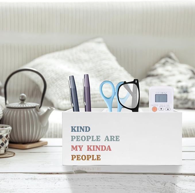 Kind People Are My Kinda People Pen Pencil Holder, Teacher Appreciation Gifts, Positive Affirmations Humorous Pencil Pen Holder Organizer for Teacher Office Desk Accessories