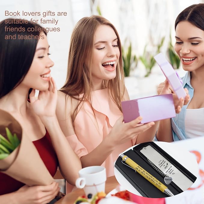 Book Lovers Inspirational Gift Set – Metal Bookmark for Women, Xmas Gifts for Friends, Employee Christmas Gifts, Unique Gifts for Female Coworkers, Sister Appreciation Gifts
