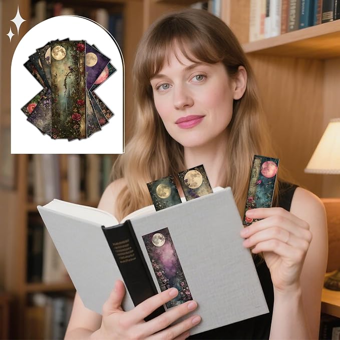 Moonlit Night Garden Bookmarks Gifts - Cosmisun 120 Pcs Fantasy Floral Bookmark Paper Vintage Flower Castle Book Marks Page Marker Clip Favors for Women Men Office Home Book Lovers Reading Supplies