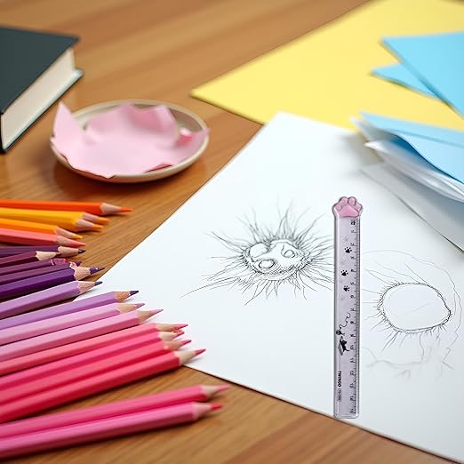 Grey Cats Claw Plastic Rulers, 15cm Straight Rulers Measuring Tool Drawing Stationery Office School Supplies Scale, Drafting Tools and Drafting Kits