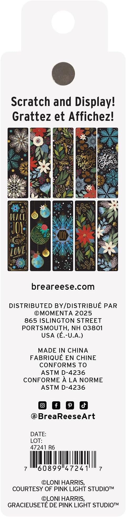 Brea Reese Scratch Art Bookmarks Kit - Snowflakes, 10 Holiday Designs, Dual-Tip Stylus, Metallic Winter DIY Toy Craft Set, Handmade Gift Idea for Adults