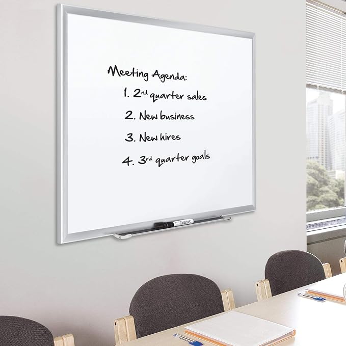 Quartet Magnetic Porcelain Whiteboard, 4' x 3' White Board, Premium, Duramax, Silver Aluminum Frame (2544)