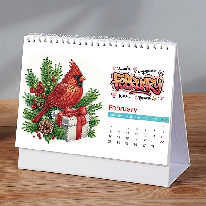2026 Standing Desk Calendar DIY Diamond Art Painting Monthly Flip Desktop Calendar with To Do List Calendars Planner for Home Office-2026-D