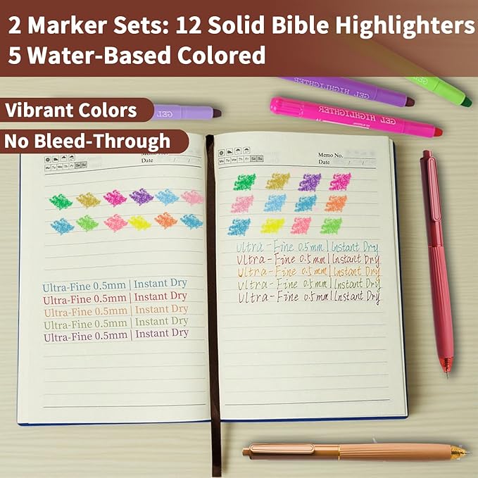 25 PCS Bible Study Supplies Kit, Large Capacity Canvas Tote Bag for Women Organizer, Bible Highlighters and Quick Dry Pens No Bleed Through Tabs, Christmas Christian Gifts for Women Mom Friends