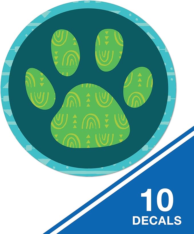 Carson Dellosa One World 10 Social Distancing Floor Decals, Paw Print Stickers for Kids Following Footsteps, Directions, School Supplies, and More, Classroom Must Haves