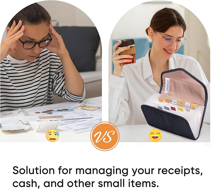 Fabric Receipt Organizer 7X5 - Receipt Holder 12 Pockets - Money Organizer - Elegant Receipt Holder - Coupon Holder - Cash Organizer - Envelope Organizer - Small Accordion File Organizer