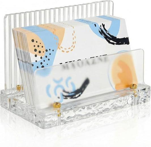 Acrylic Business Card Holder for Desk - Modern Aesthetic Desk Business Card Organizer, Office Desk Accessories Business Card Display Stand for Women & Men, Holds 50 Cards