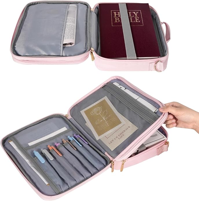 Bible Bag for Girls with 2 Separate Compartments, 600D Oxford Durable case, Fits up to 10.6” Bible, Floral Gift | Two Compartments
