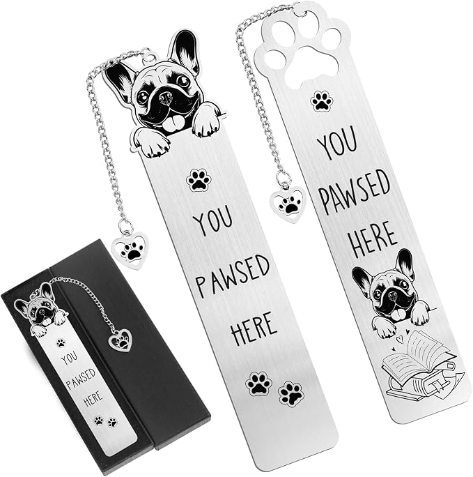 French Bulldog Dog Bookmark Gift - Shejdgart 2PCS Funny Bookmark for French Bulldog Lovers Pet Owners, Cute Dog Mom Book Mark Birthday Gifts for Puppy Lovers Bookworm Women Friends Coworker Men