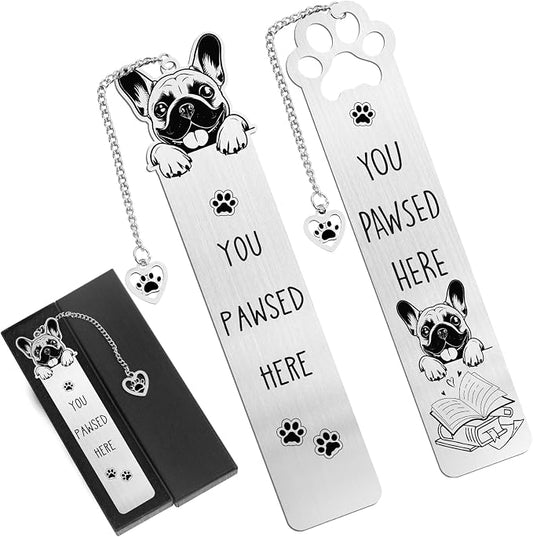 French Bulldog Dog Bookmark Gift - Shejdgart 2PCS Funny Bookmark for French Bulldog Lovers Pet Owners, Cute Dog Mom Book Mark Birthday Gifts for Puppy Lovers Bookworm Women Friends Coworker Men