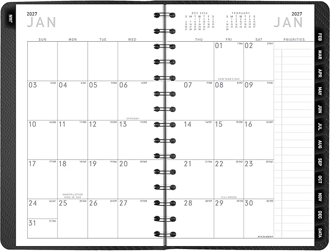 AT-A-GLANCE 2027 Planner, Weekly & Monthly, 5" x 8", Contemporary, Charcoal (70100X4527)