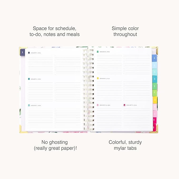 Simplified 2026 12-Month Spiral Weekly Planner — Cottage Floral — January 2026 - December 2026, Calendar Year Organizer with Stickers, Pockets, and Keepsake Box