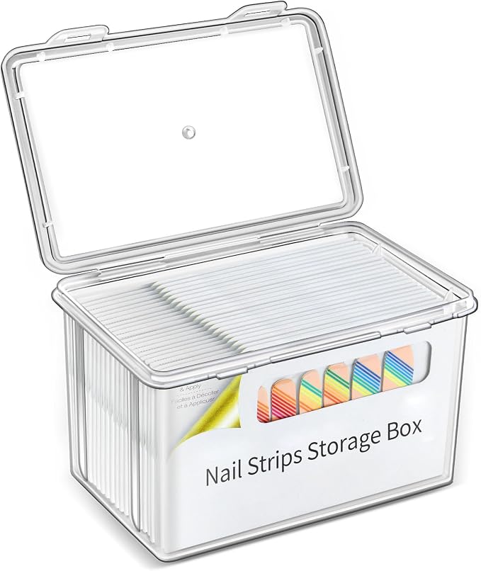 Vowcarol Storage Box for Color Street Nail Strips, Clear Plastic Art & Craft Organizer