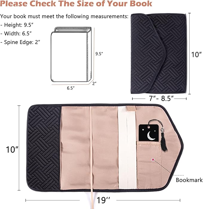 APLUFINE Reusable Book Cover with Magnet Closure - Adjustable Book Sleeve for Hardcovers and Paperbacks