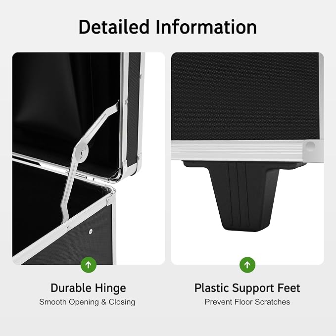 Rolling File Box with Telescopic Handle, Locking File Cabinet with Lock, Files Cart with Wheels, Mobile Business Case, Aluminum Alloy Hand Pull File Case for Home, Office, Bank - Black