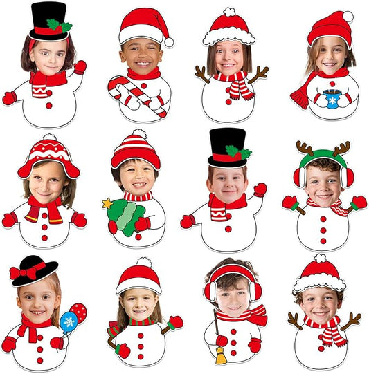 60pcs Christmas Theme Cutouts Snowman Bulletin Board Decorations Xmas Snowman Paper Cut-Outs Classroom Decor for Xmas Classroom DIY Craft Photo Wall Door Christmas Winter Party Supplies