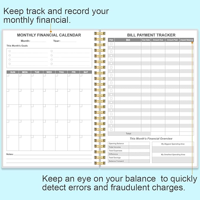 Monthly Bill Organizer - Monthly Bill Payment for Personal Budgeting Financial, Payments Checklist Organizer, 5.8" x 8.5", Flower-A