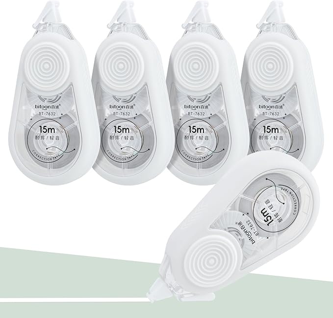Temiary 4 Pcs White Correction Tape with Dispenser, Smooth Quick Dry Pull Out Tapes for Instant Corrections, 49.2 Ft Easy to Use Tear-Resistant Applicator for Office Note Taking, Journaling (White)