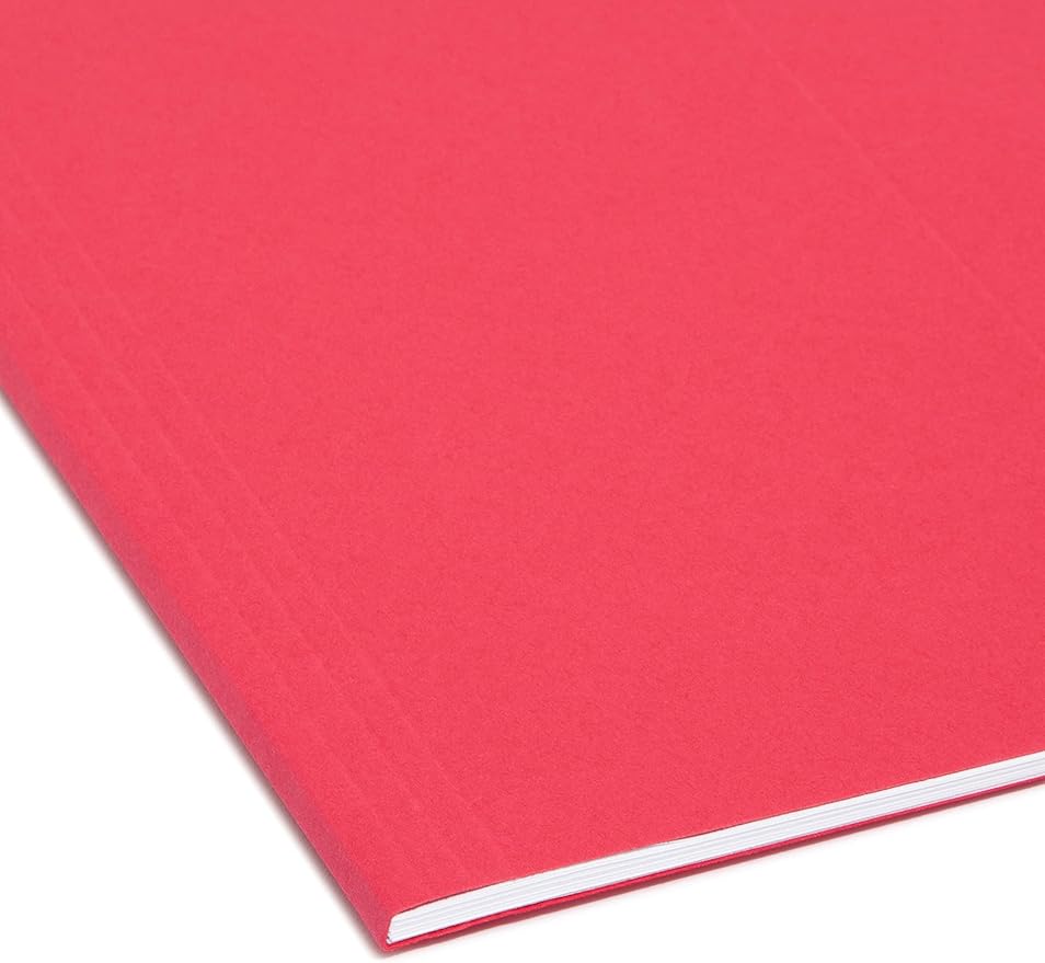 Smead TUFF Hanging File Folder with Easy Slide Tab, 1/3-Cut Sliding Tab, Letter Size, Red, 18 per Box (64043, Rod Color May Vary)