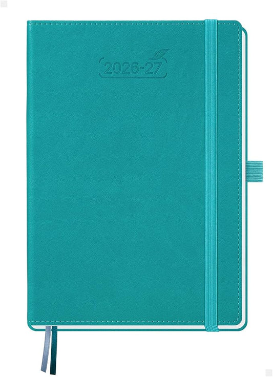 BEZEND Weekly Planner 2026-2027 (6" x 8.5") with Hourly Timeslots (Jul 26-Dec 27) 18 Months Academic Calendar & Monthly Tabs, Ideal for Students, Work & Home, PU Leather Hardcover -Turquoise