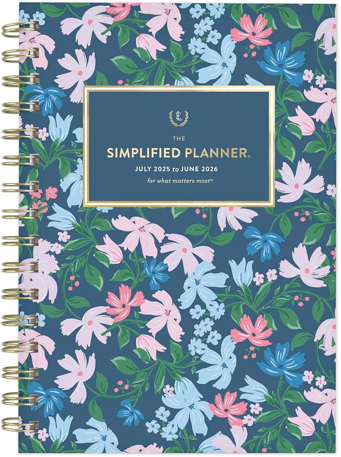 AT-A-GLANCE Planner 2025-2026 Academic, Simplified by Emily Ley, Weekly & Monthly, 5-1/2" x 8-1/2", Small, Monthly Tabs, Flexible Cover, Petite Floral (EL38-200A)