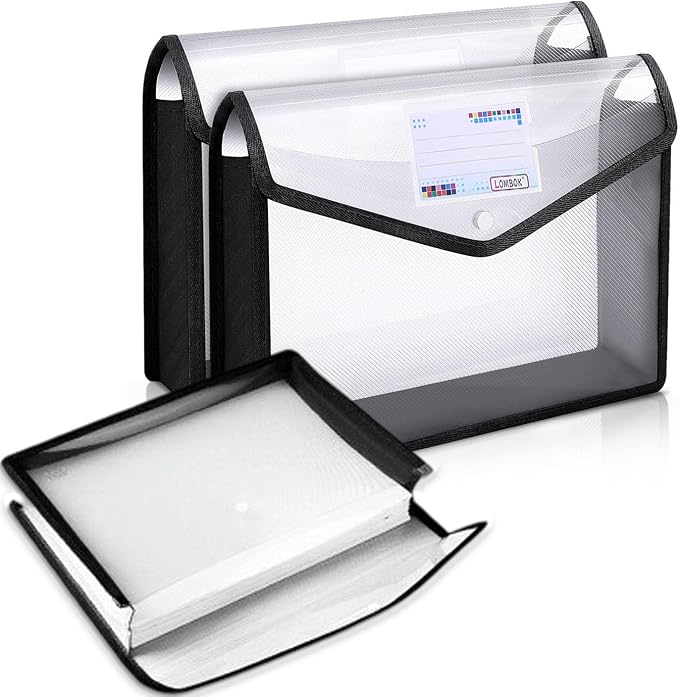 Expandable File Folder Organizer for Documents, 2PCS Plastic A4 Expanding File Folders Organizer Important for Documents