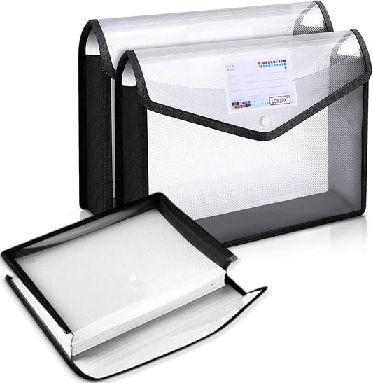 Expandable File Folder Organizer for Documents, 2PCS Plastic A4 Expanding File Folders Organizer Important for Documents