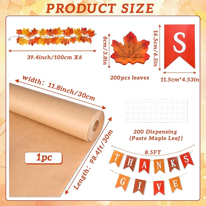 Thanksgiving Classroom Tree Bulletin Board Set Fall DIY 3D Kraft Craft Cardboard Tree with Simulated Maple Leaves Thanks Giving Banner Wall Decor for Autumn Rustic School Elementary Teacher Chalkboard