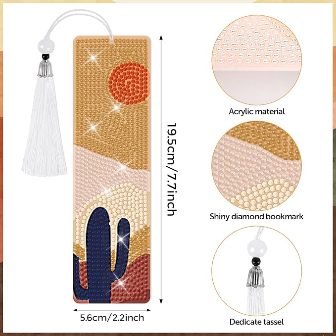 8 Pieces Christian Bible Verse Diamond Art Bookmarks 5d Christian Beaded Bookmark Acrylic Tassel Bookmark for DIY Making Beginners Adults Arts Craft Supplies (Boho)