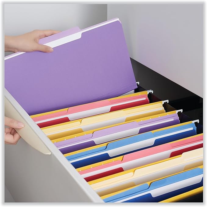 Universal 10505 File Folders, 1/3 Cut One-Ply Top Tab, Letter, Violet/Light Violet, 100/Box
