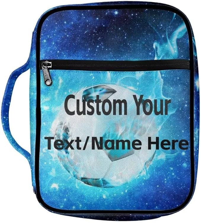 Coldinair Personalized Bible Cover Custom Bible Case for Kids Teen Boy Carrying Book Cover Bible Holders with Handle and Zippered Pocket,Fits for Standard/Large Size Bible