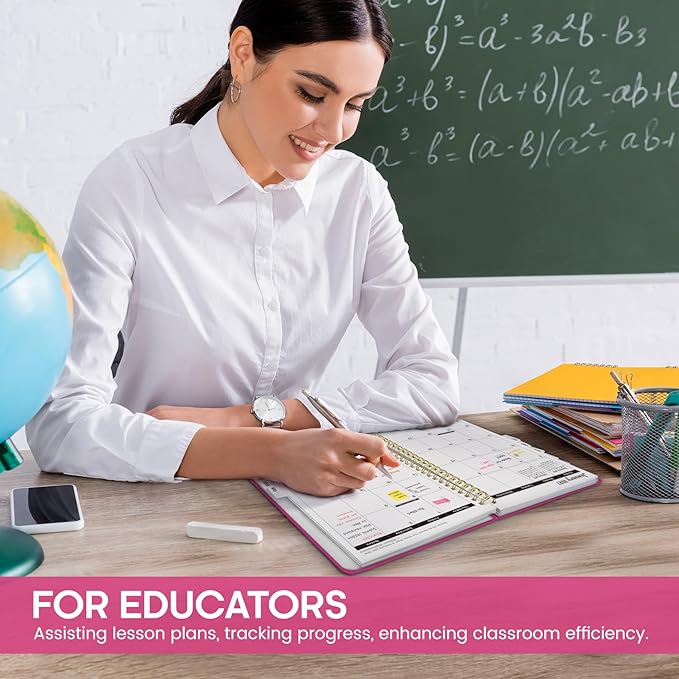 Academic Planner 2026-2027, Weekly and Monthly Calendar Planner Book, July 2026 – June 2027, Hardcover Organizer with Tabs, Perfect for Teachers, Students, Women & Men, A5 (6.4" x 8.5") - Hot Pink
