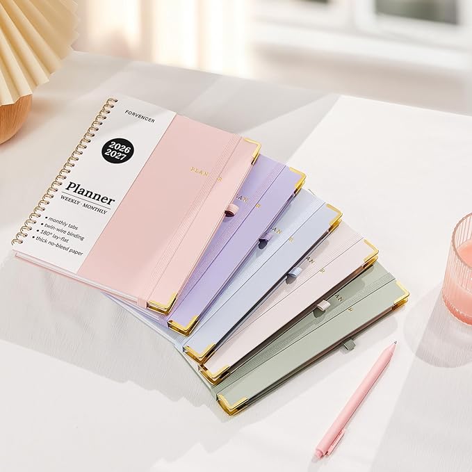 Forvencer Academic Planner 2026-2027, July 2026-June 2027 Weekly & Monthly Hardcover Calendar Planner, 8.5" X 11", Daily Agenda Book, School Office Notebook College Teacher Organizer A4, Off-white