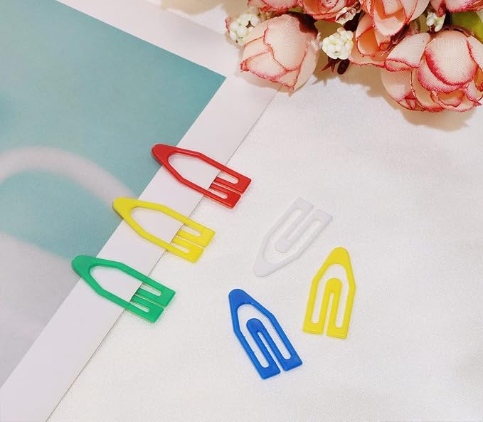Tupalizy 50PCS Plastic Paper Clips Bookmarks Smooth Colored Paperclip Clamp for Scrapbooking Planners Notebook Travel Photos Documents Crafts Teachers School Home Office Supplies,25mm, Boat Shape