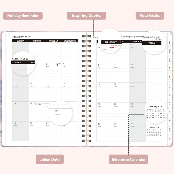 2026 Planner, Weekly and Monthly Calendar Planner Agenda, Jan 2026 - Dec 2026, Planning Academic Book, Office Desk Accessories and School Supplies - A5 (6.3'' x 8.5'')