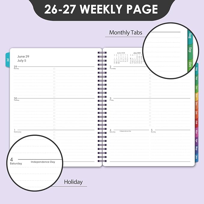 Planner 2026-2027 - Planner 26-27, Jul. 2026 - Jun. 2027, 8”× 10”, 2026-2027 Weekly & Monthly Planners with Monthly Tabs, Strong Twin-Wire Binding, Waterproof cover