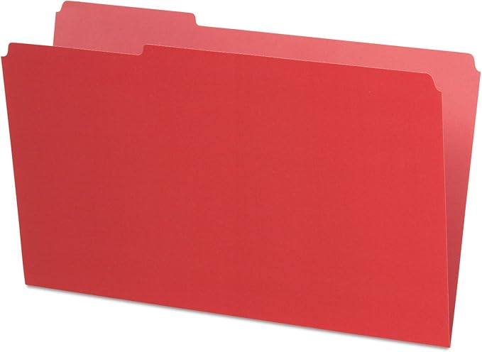 Pendaflex 435013RED Interior File Folders, 1/3 Cut Top Tab, Legal, Red (Box of 100)