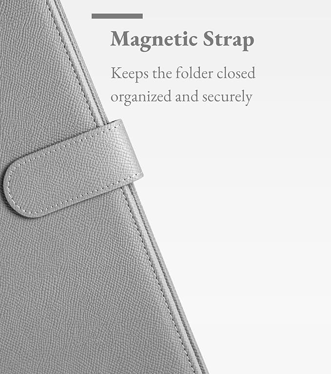Zreal Padfolio Portfolio for Women and Men, Faux Leather Clipboard Folder with Document Organizer, Business Card & Pen Holder, Fits A4 Letter Size Legal pad for Work, Office & Conference (Grey)